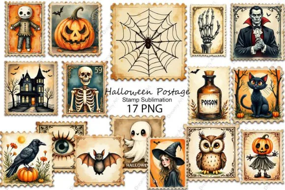 Halloween Postage Stamp Sublimation
