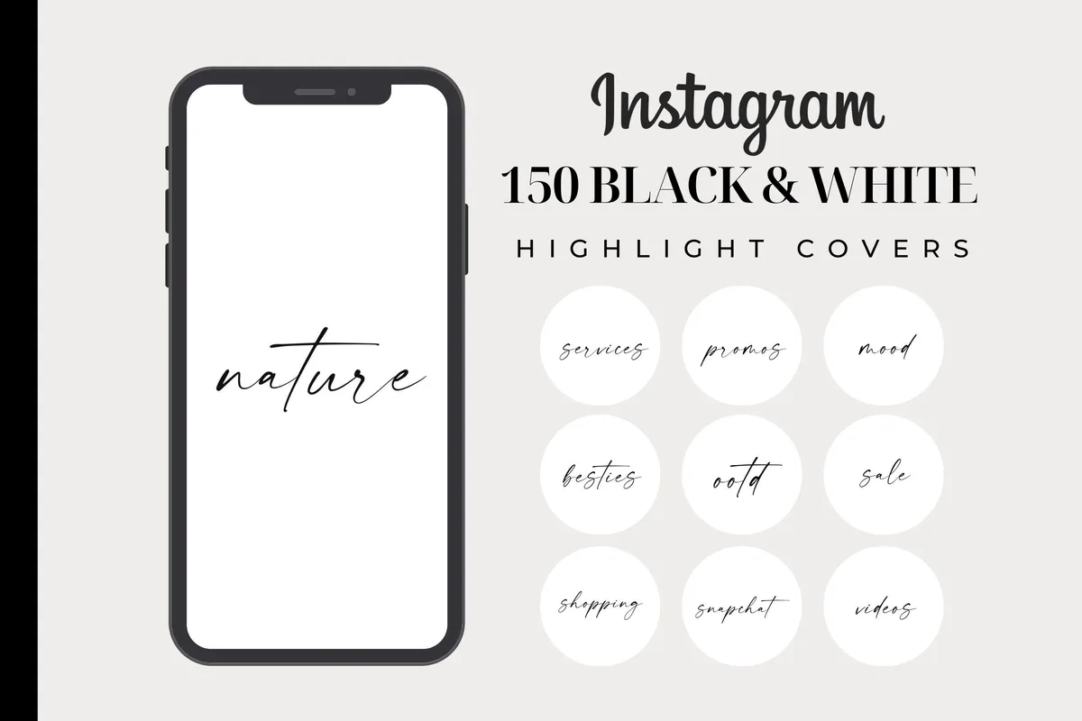 150 Black and White Instagram Highlight