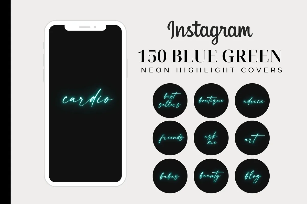 150 Blue Green Instagram Highlight Cover
