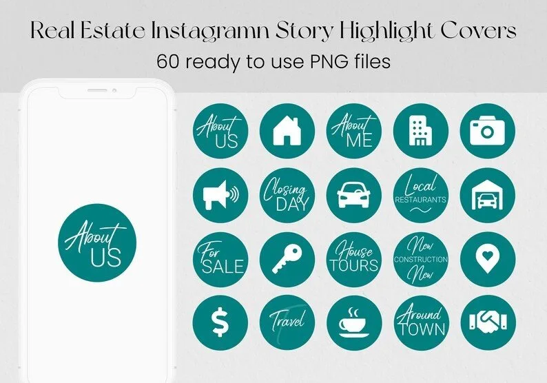 60 Teal Real Estate Instagram Highlights