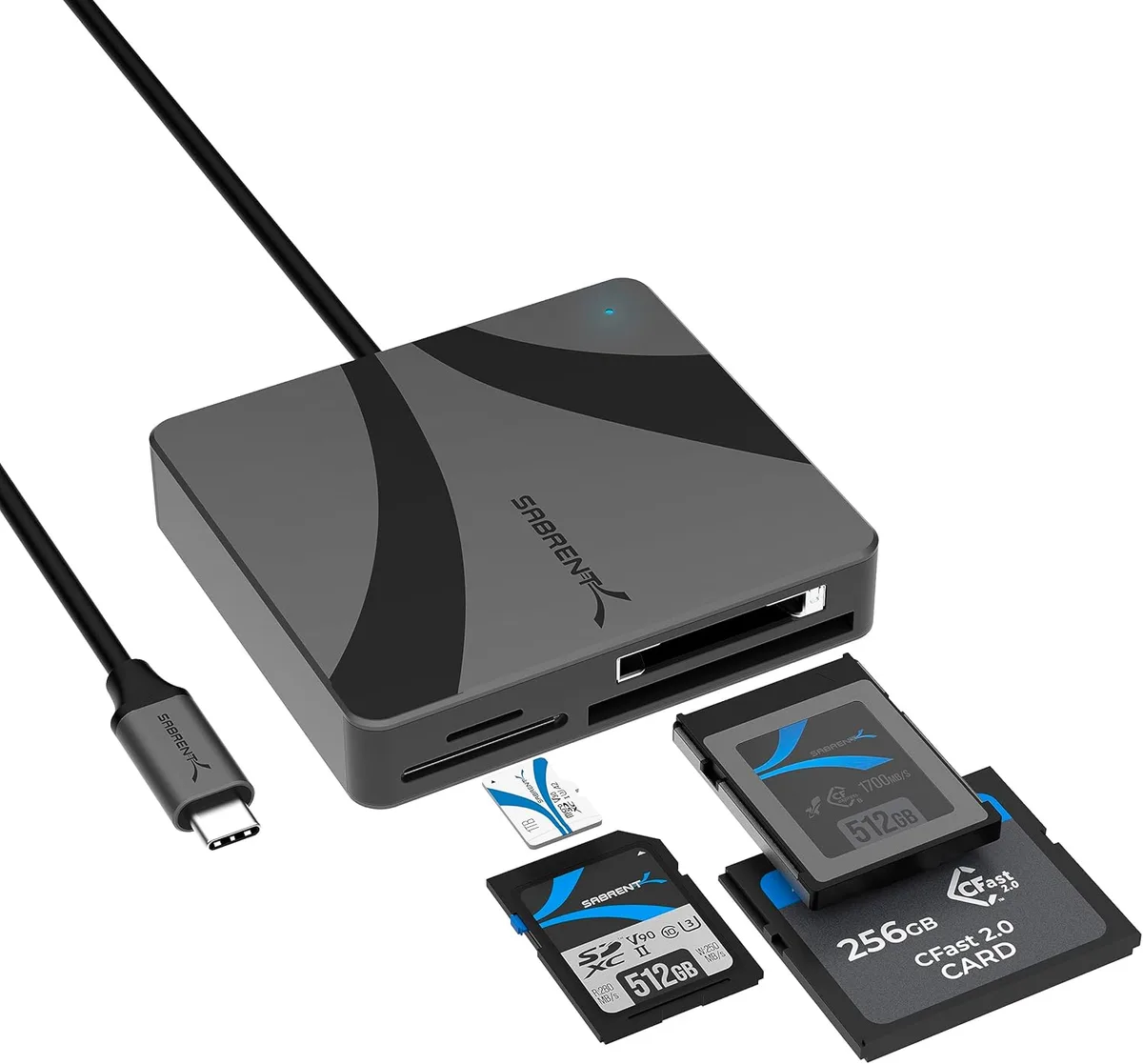 SABRENT USB-C Multi-Card Reader (CFexpress Type B, CFast 2.0, and microSD/SD)